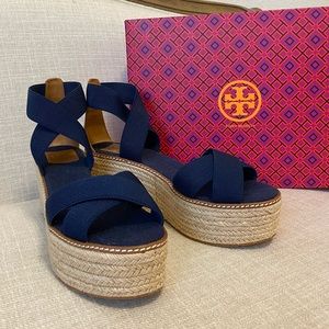 Tory Burch Navy Espadrilles